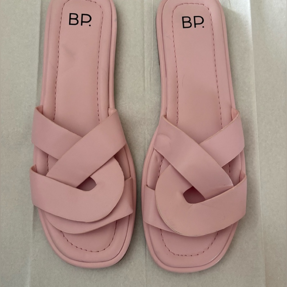 5/$30BP Ariya Faux Leather Women's Pale Pink Knot-Front Slide Sandals NWT size 8